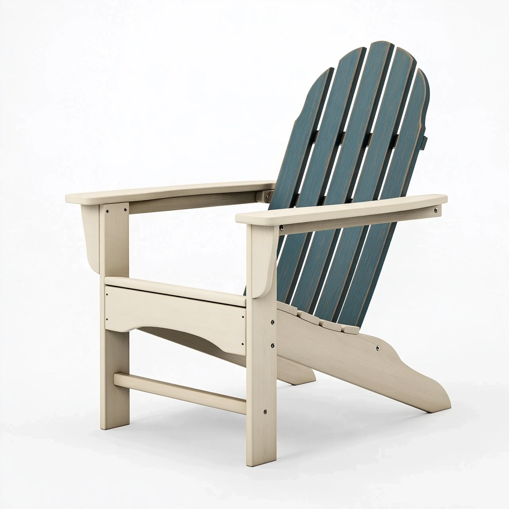 Krzesło ogrodowe Adirondack 78 x 88 x 98 cm z tworzywa w kolorze kremowym i granatowym