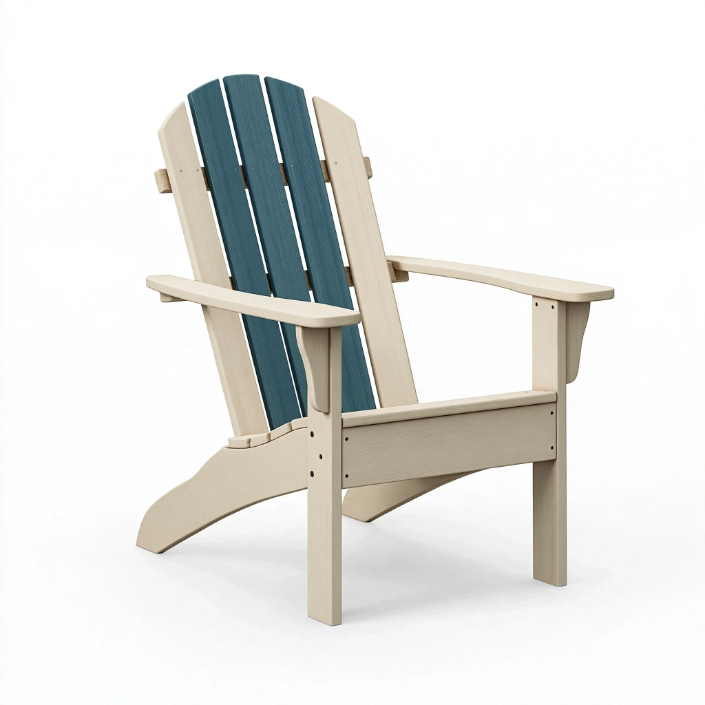 Fotel ogrodowy Adirondack 80 x 76 x 98 cm drewniany beżowy i ciemnoniebieski relaksacyjny