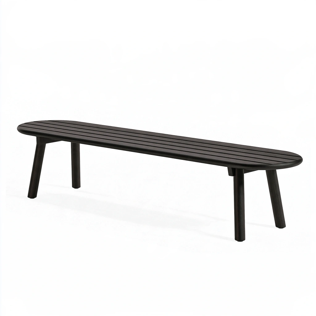 Ławka ogrodowa 180 x 40 x 45 cm z drewna czarna listwowa