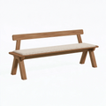Ławka 150 x 45 x 80 cm z drewnianą ramą i plecionym siedziskiem w stylu skandynawskim