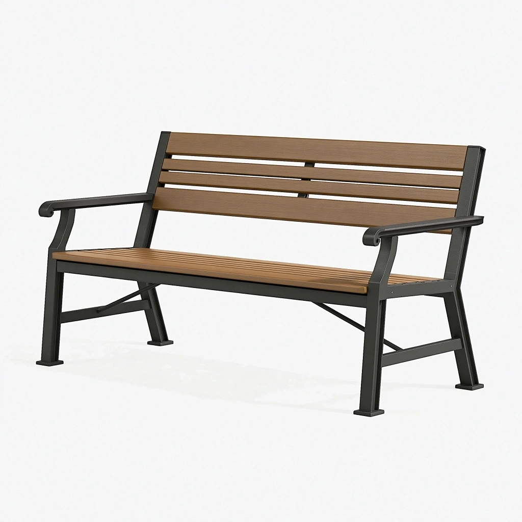 Ławka ogrodowa 150 x 60 x 85 cm z metalową ramą brązowa czarna do ogrodu klasyczna